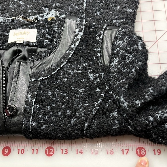 LAUNDRY by Shelli Segal Career City Faux Leather Metallic Tweed/Boucle Coat SZ M - Picture 15 of 16